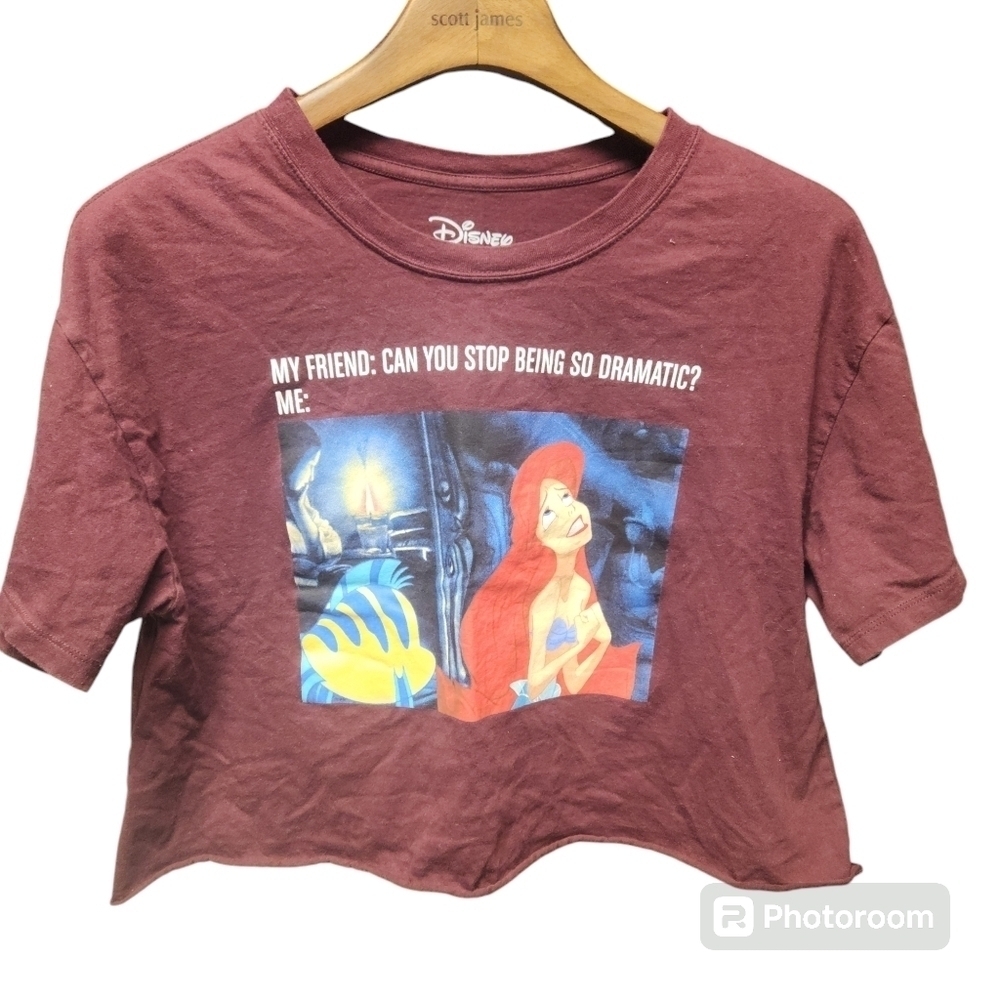 DISNEY  Ariel So Dramatic Cotton Graphic Cropped T-Shirt Sz. XL